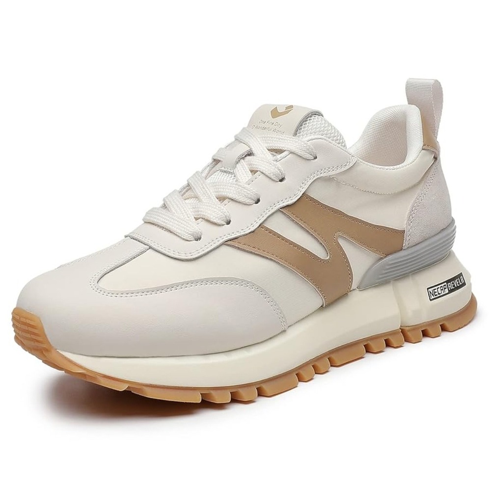 Somiliss Sneakers Walking Shoes Casual Athletic Style Cream Beige